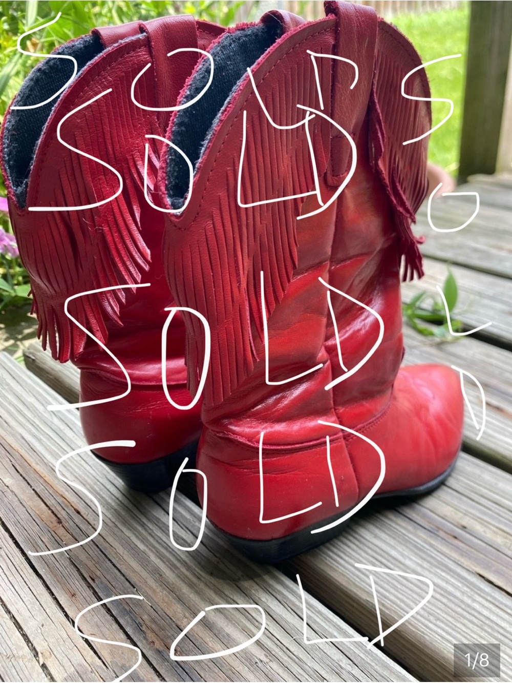 sold. do not buy. Laredo kids SZ 1 Red Leather Fringe Cowboy Boots 🇺🇸